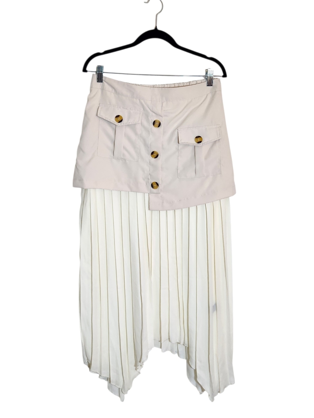 Fusionista Cream Layered Cargo Maxi Skirt Size Large NWT